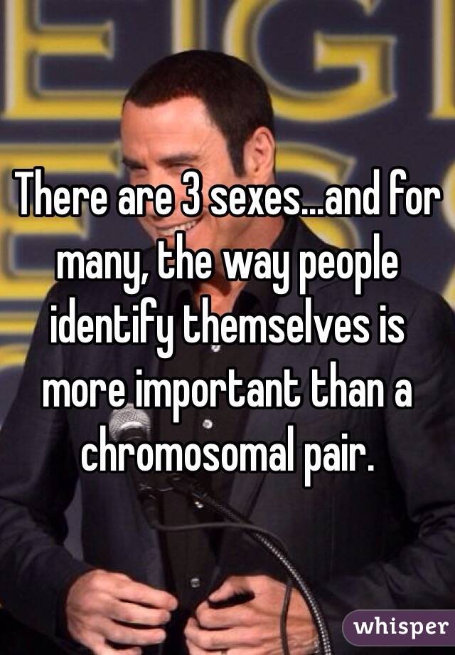 There are 3 sexes...and for many, the way people identify themselves is more important than a chromosomal pair.