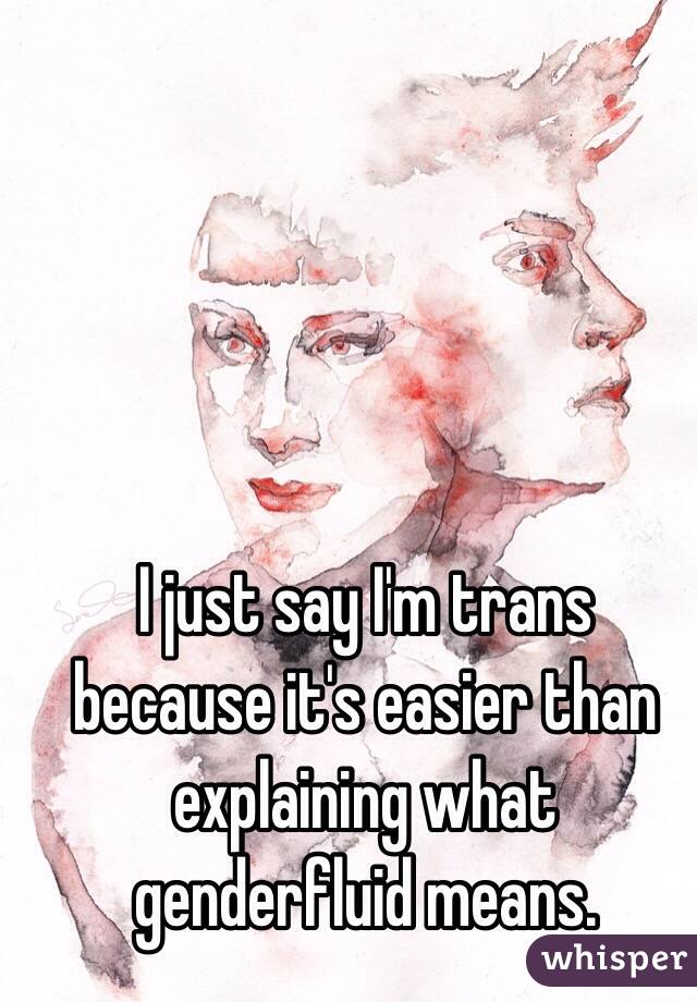 I just say I'm trans because it's easier than explaining what genderfluid means.