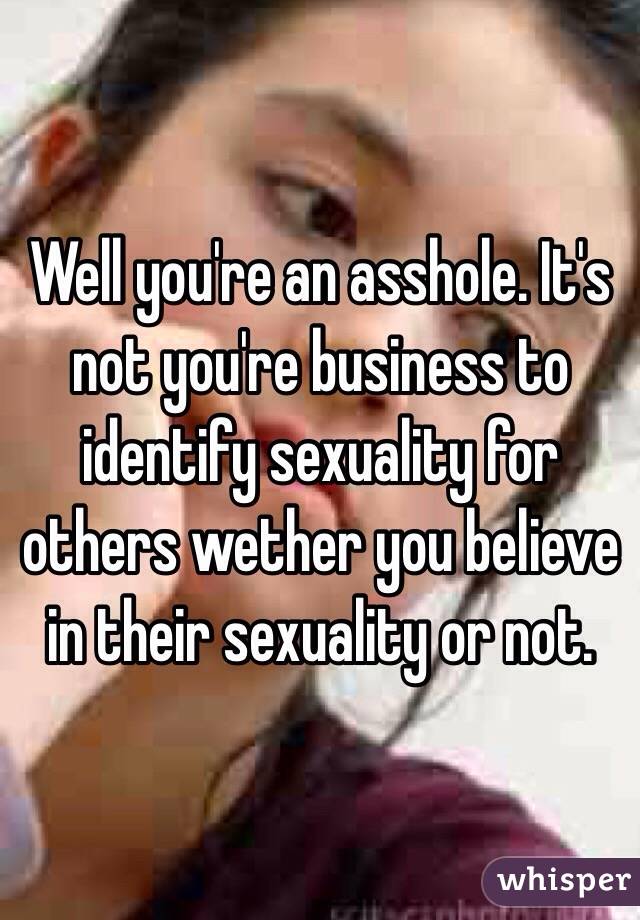 Well you're an asshole. It's not you're business to identify sexuality for others wether you believe in their sexuality or not.