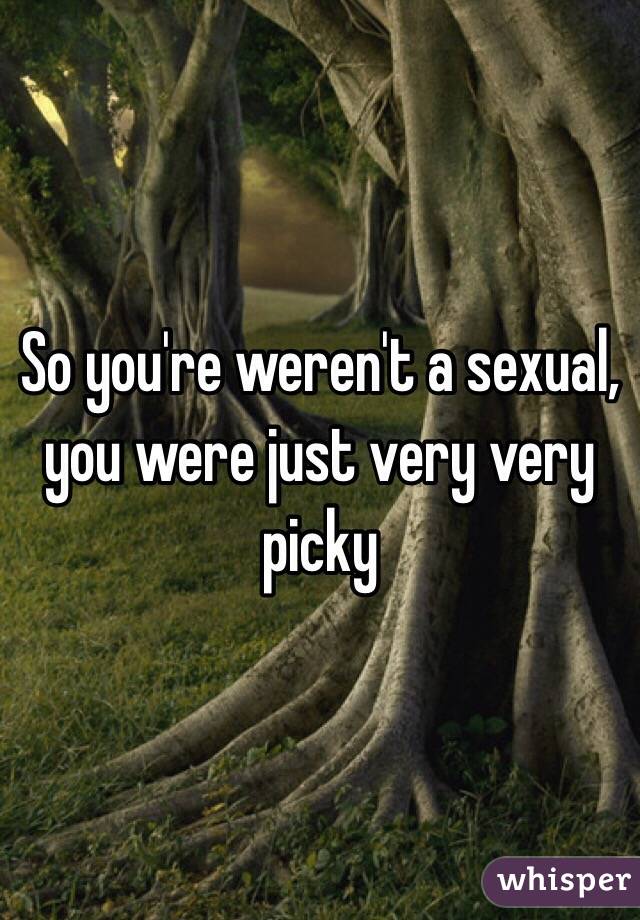 So you're weren't a sexual, you were just very very picky 