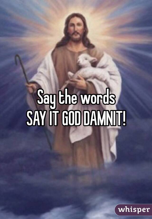 Say the words
SAY IT GOD DAMNIT!