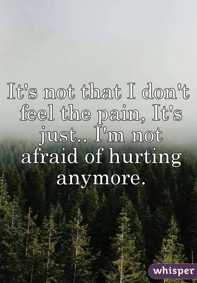 It's not that I don't feel the pain, It's just.. I'm not afraid of hurting anymore.