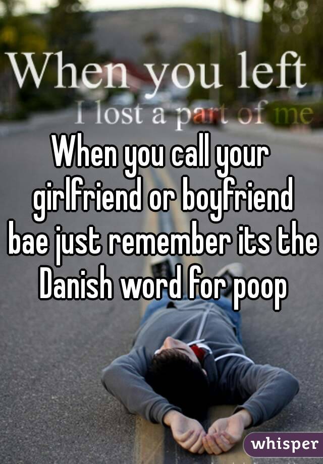 When you call your girlfriend or boyfriend bae just remember its the Danish word for poop