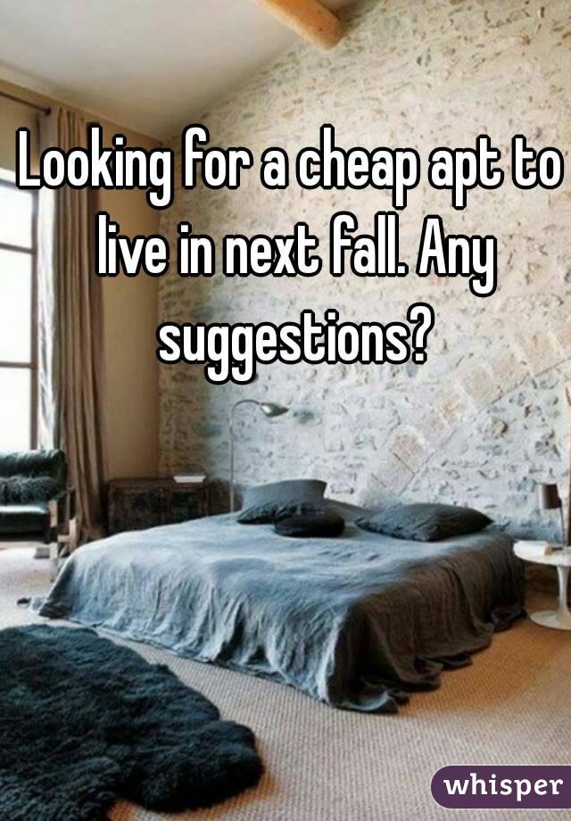 Looking for a cheap apt to live in next fall. Any suggestions?