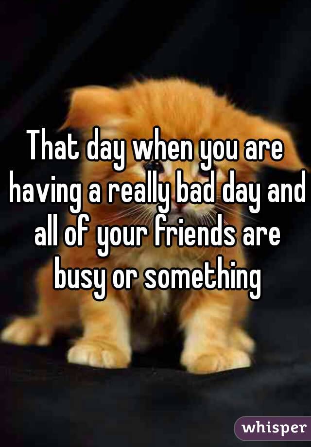 That day when you are having a really bad day and all of your friends are busy or something