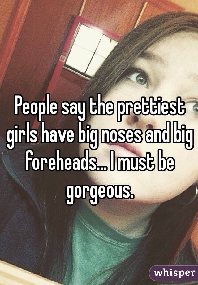 People say the prettiest girls have big noses and big foreheads... I must be gorgeous. 