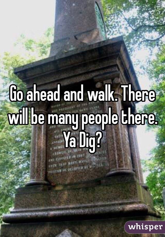 Go ahead and walk. There will be many people there. 
Ya Dig?