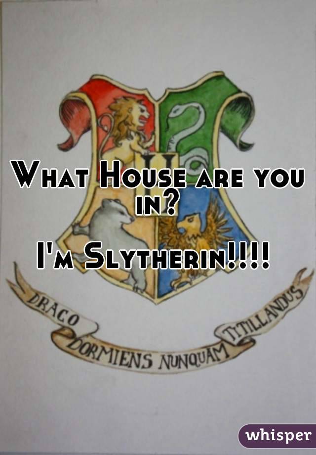 What House are you in? 

I'm Slytherin!!!! 