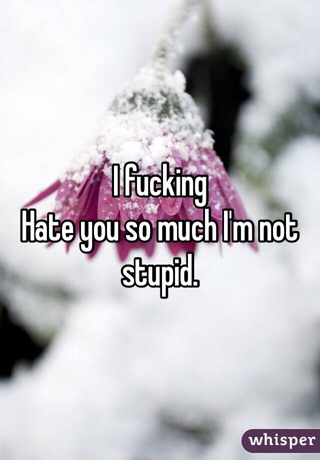 I fucking
Hate you so much I'm not stupid.
