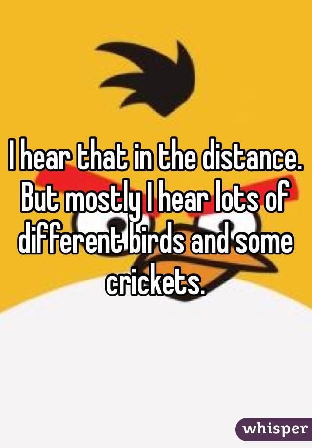 I hear that in the distance. But mostly I hear lots of different birds and some crickets. 