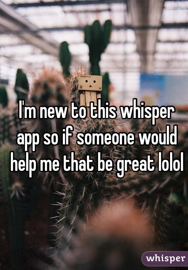 I'm new to this whisper app so if someone would help me that be great lolol