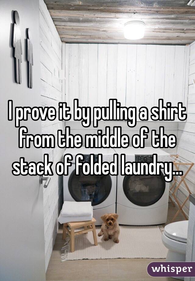 I prove it by pulling a shirt from the middle of the stack of folded laundry...