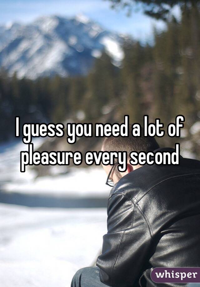 I guess you need a lot of pleasure every second