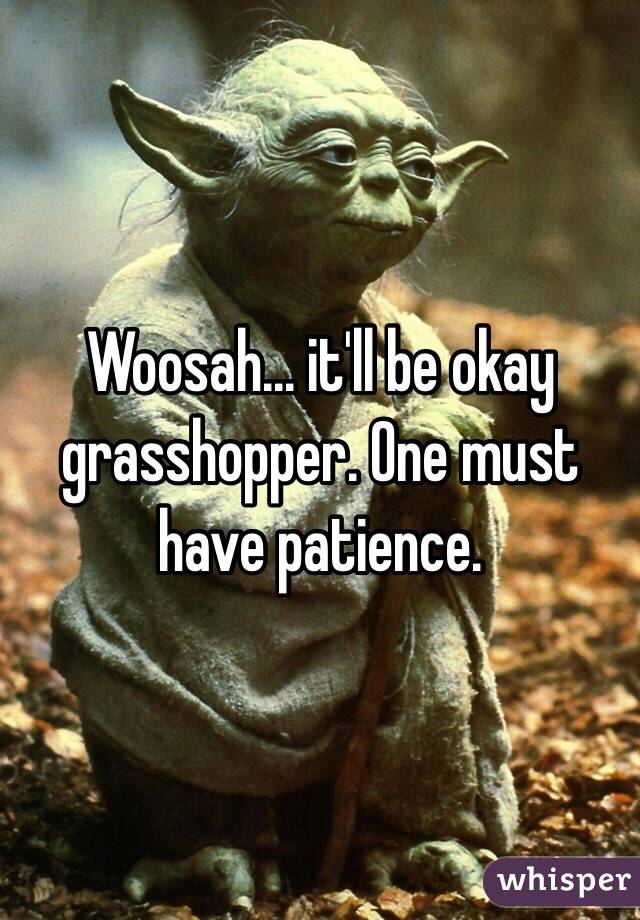 Woosah... it'll be okay grasshopper. One must have patience.