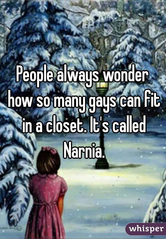 People always wonder how so many gays can fit in a closet. It's called Narnia.