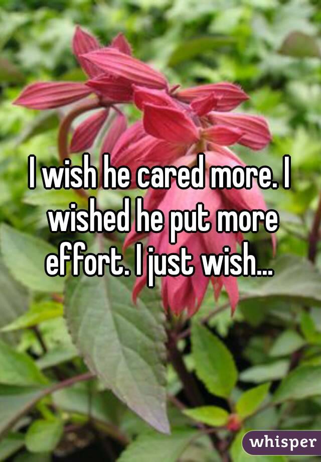 I wish he cared more. I wished he put more effort. I just wish... 