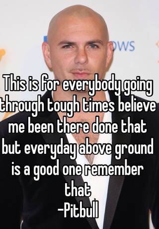 This Is For Everybody Going Through Tough Times Believe Me Been There Done That But Everyday Above Ground Is A Good One Remember That Pitbull