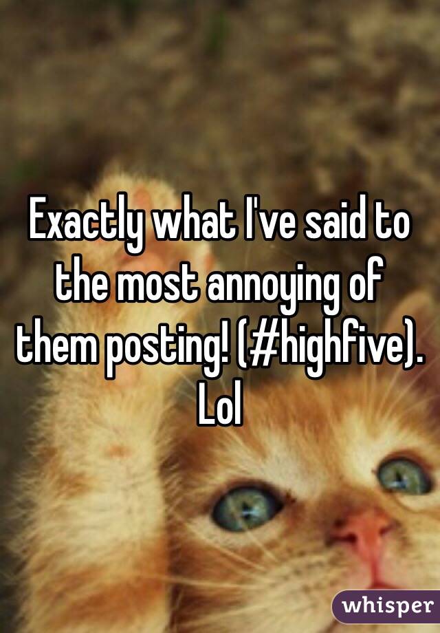 Exactly what I've said to the most annoying of them posting! (#highfive). Lol