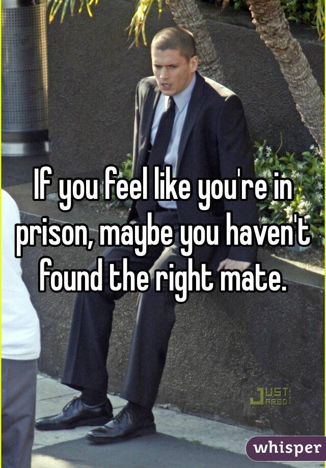 If you feel like you're in prison, maybe you haven't found the right mate.