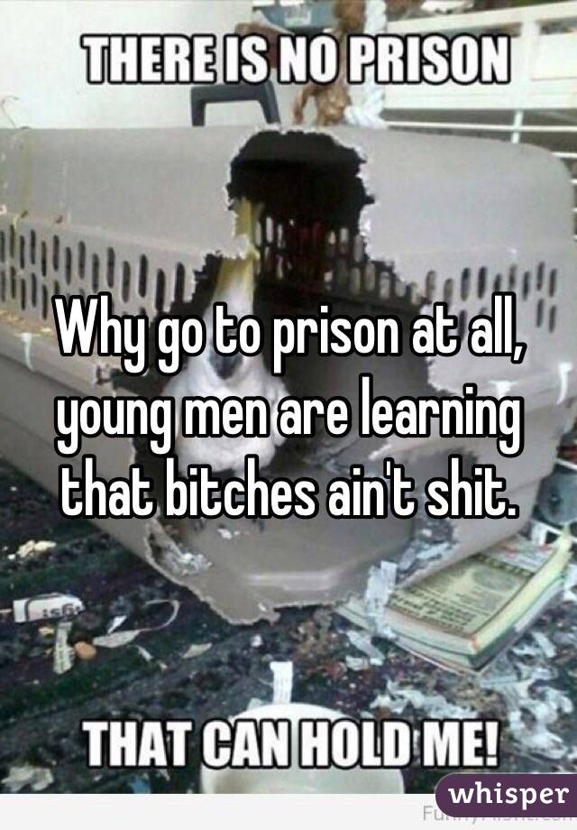 Why go to prison at all, young men are learning that bitches ain't shit.