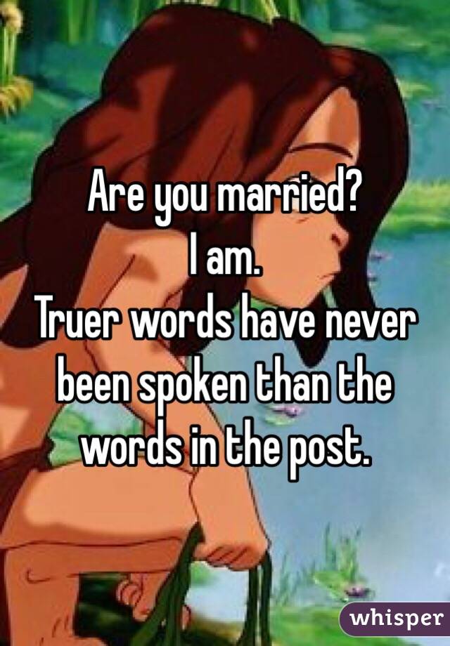 Are you married?
I am. 
Truer words have never been spoken than the words in the post. 