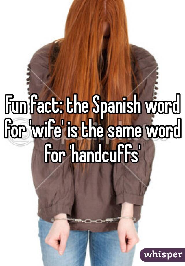 Fun fact: the Spanish word for 'wife' is the same word for 'handcuffs'