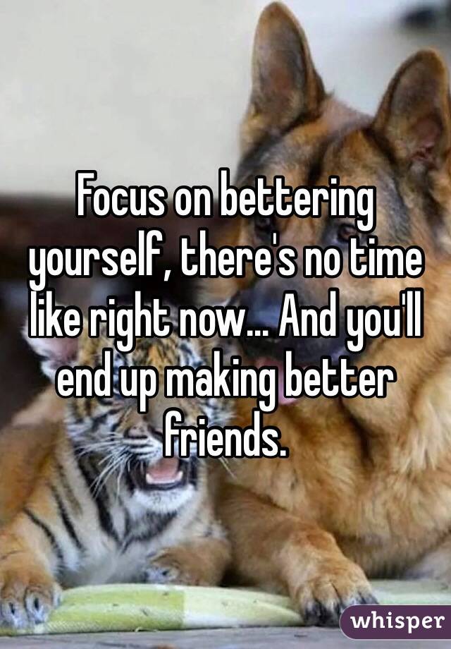 Focus on bettering yourself, there's no time like right now... And you'll end up making better friends.