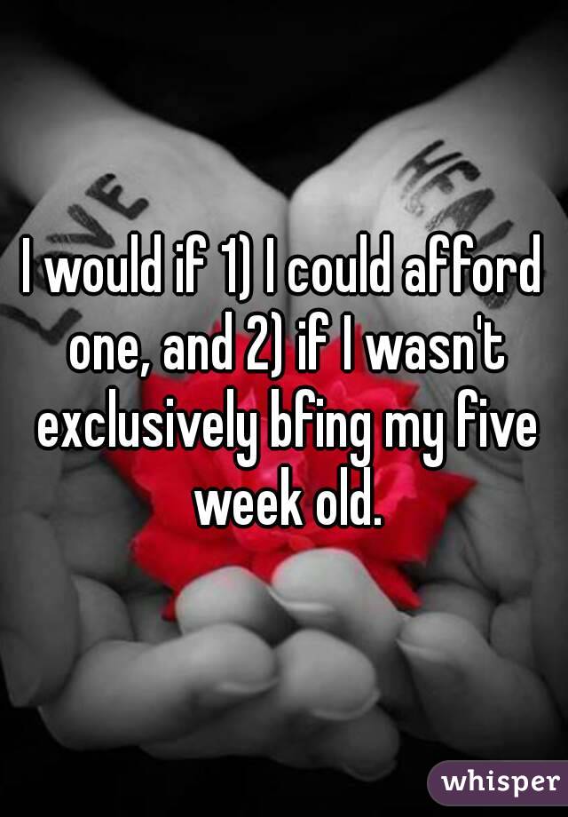 I would if 1) I could afford one, and 2) if I wasn't exclusively bfing my five week old.