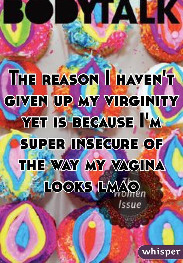 The reason I haven't given up my virginity yet is because I'm super insecure of the way my vagina looks lmao