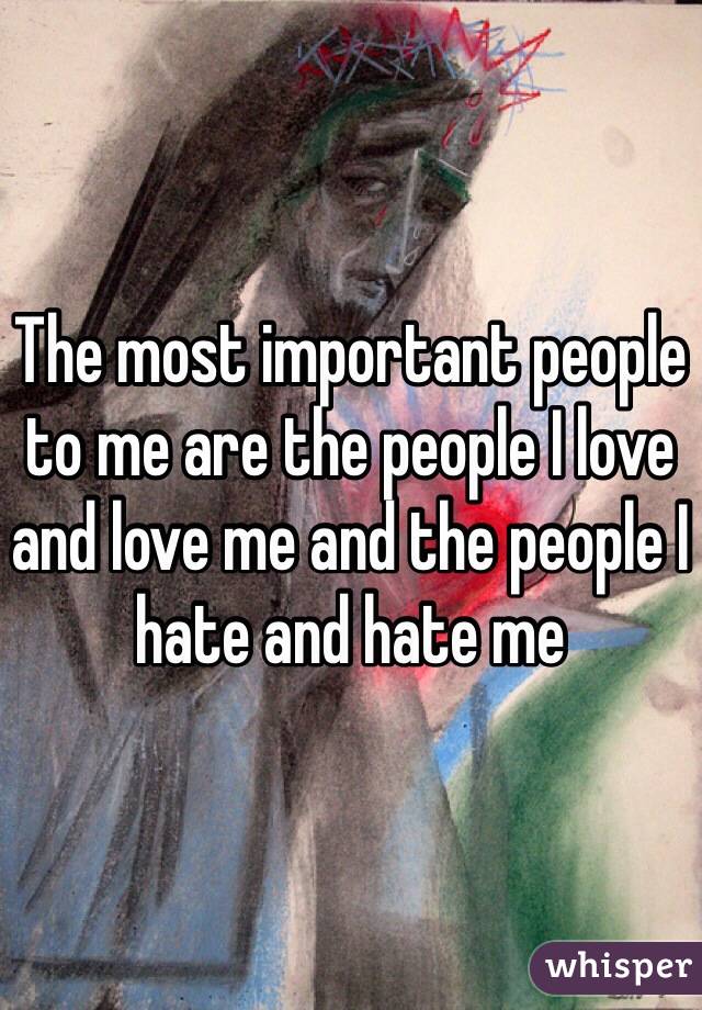 The most important people to me are the people I love and love me and the people I hate and hate me