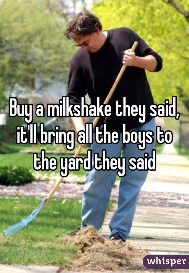 Buy a milkshake they said, it'll bring all the boys to the yard they said 