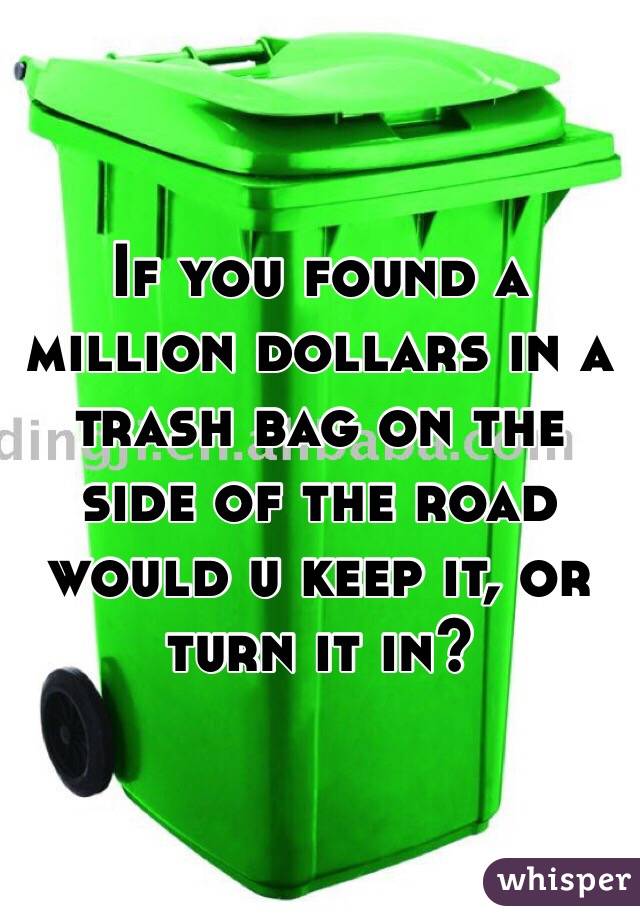 If you found a million dollars in a trash bag on the side of the road would u keep it, or turn it in?