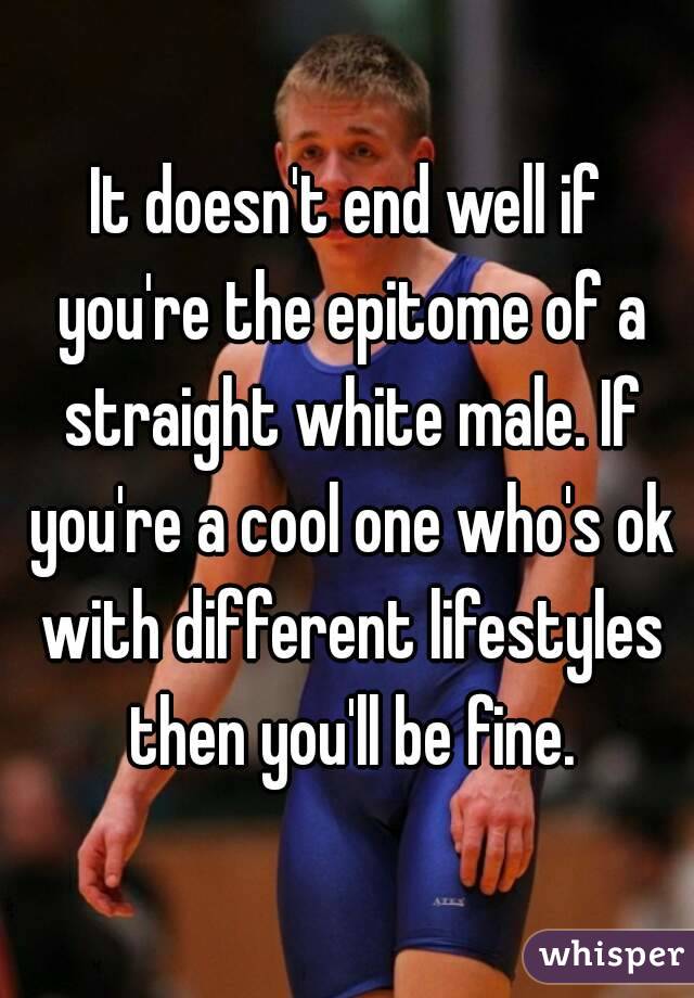 It doesn't end well if you're the epitome of a straight white male. If you're a cool one who's ok with different lifestyles then you'll be fine.