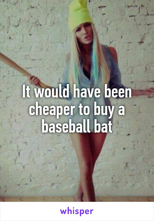 It would have been cheaper to buy a baseball bat