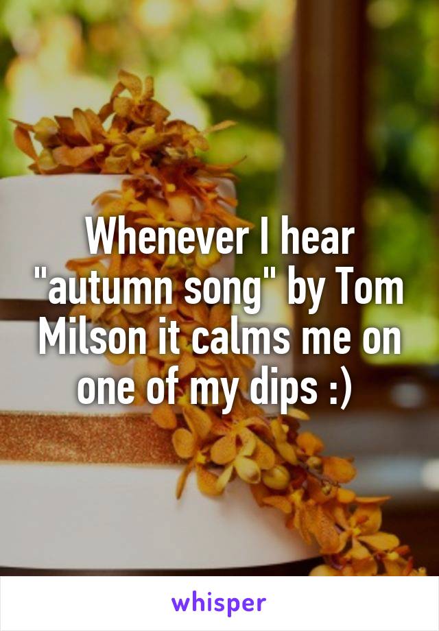 Whenever I hear "autumn song" by Tom Milson it calms me on one of my dips :) 