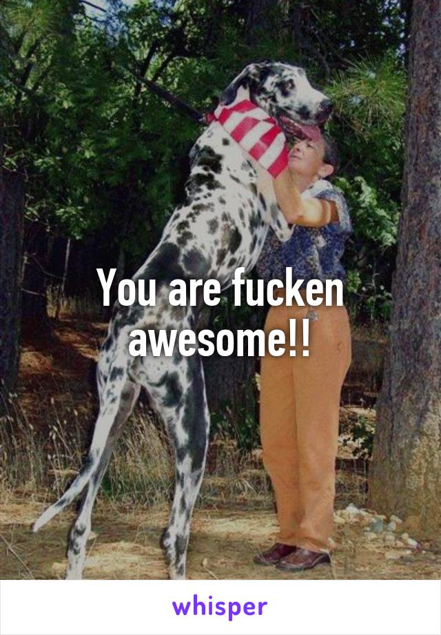 You are fucken awesome!!