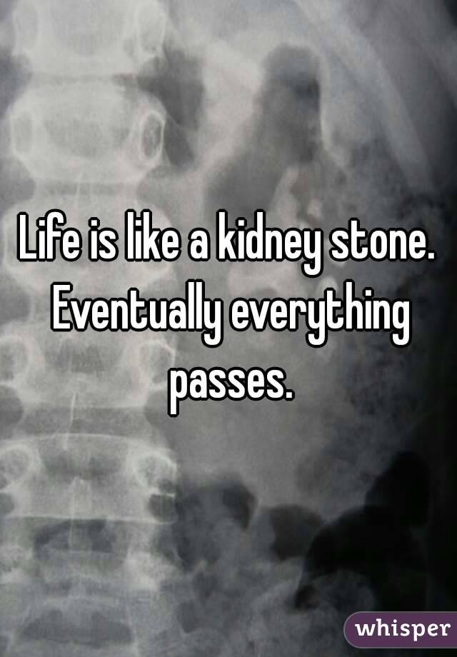 Life is like a kidney stone. Eventually everything passes.