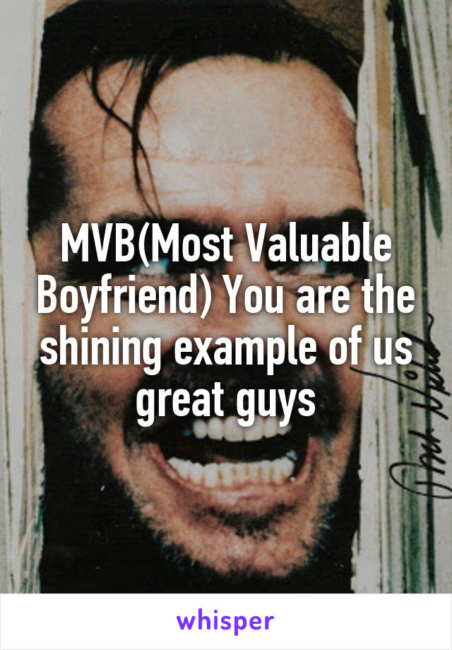 MVB(Most Valuable Boyfriend) You are the shining example of us great guys