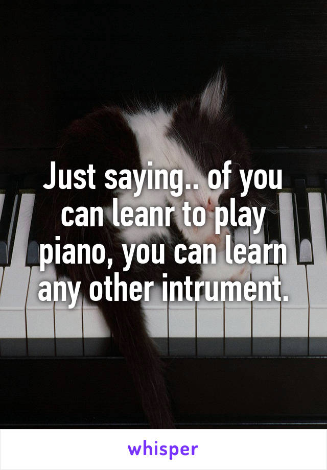 Just saying.. of you can leanr to play piano, you can learn any other intrument.