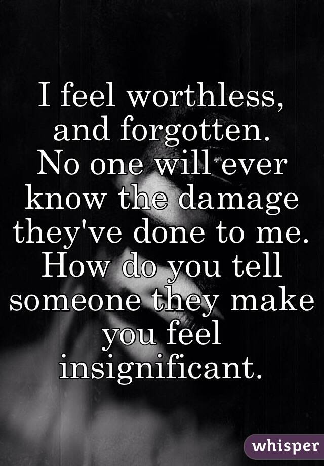 I feel worthless, and forgotten. 
No one will ever know the damage they've done to me. 
How do you tell someone they make you feel insignificant. 