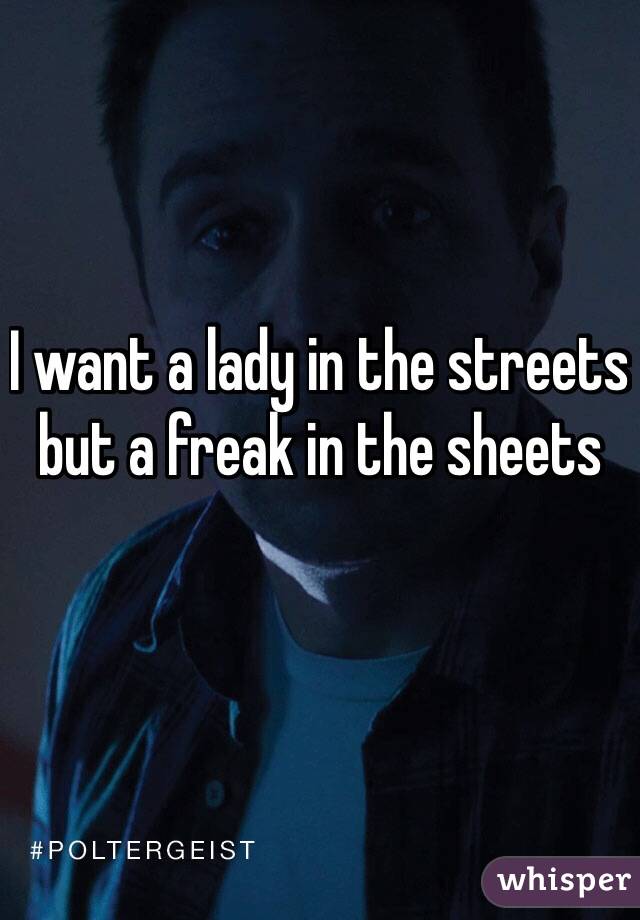 I want a lady in the streets but a freak in the sheets