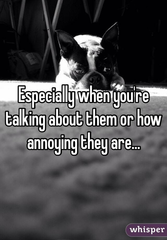 Especially when you're talking about them or how annoying they are...