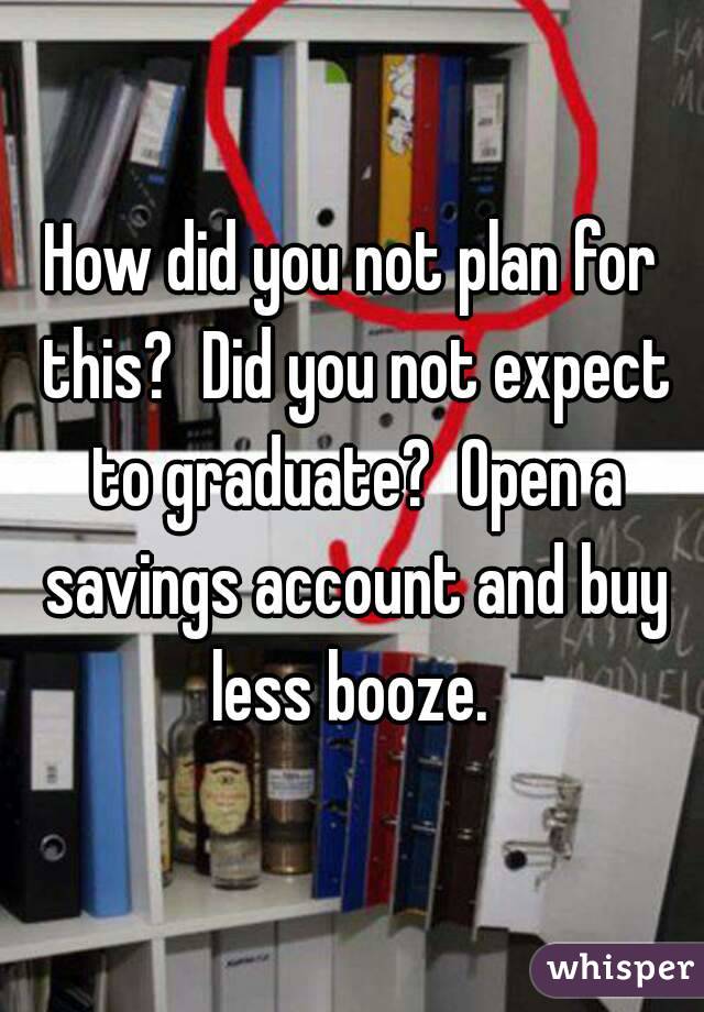 How did you not plan for this?  Did you not expect to graduate?  Open a savings account and buy less booze. 