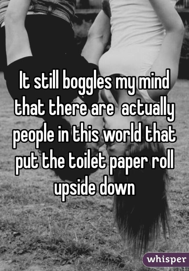 It still boggles my mind that there are  actually people in this world that put the toilet paper roll upside down 