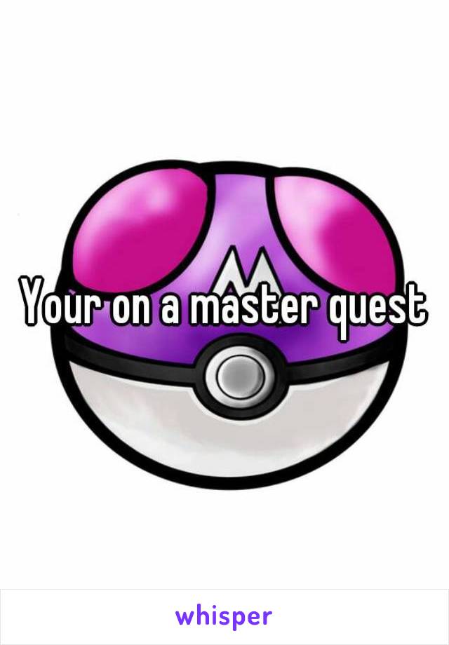 Your on a master quest