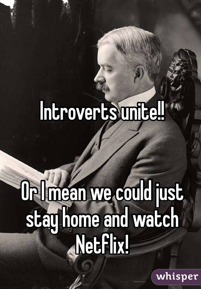 Introverts unite!! 


Or I mean we could just stay home and watch Netflix!