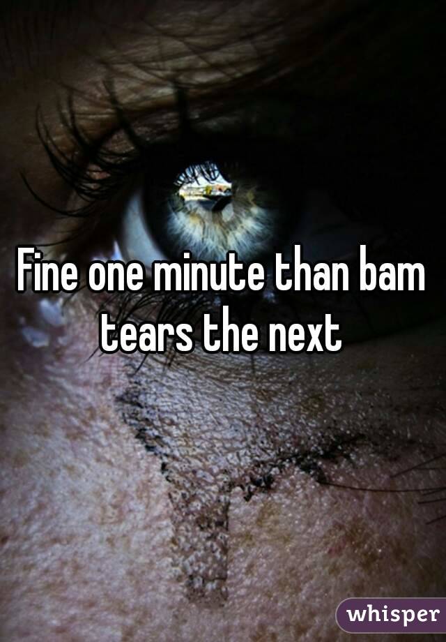 Fine one minute than bam tears the next 
