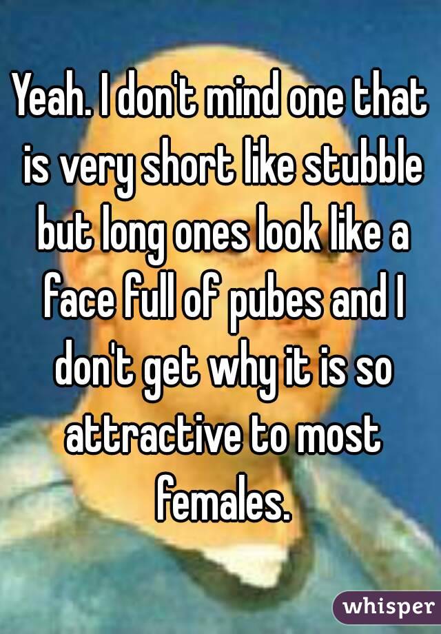 Yeah. I don't mind one that is very short like stubble but long ones look like a face full of pubes and I don't get why it is so attractive to most females.