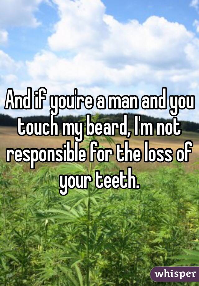 And if you're a man and you touch my beard, I'm not responsible for the loss of your teeth. 