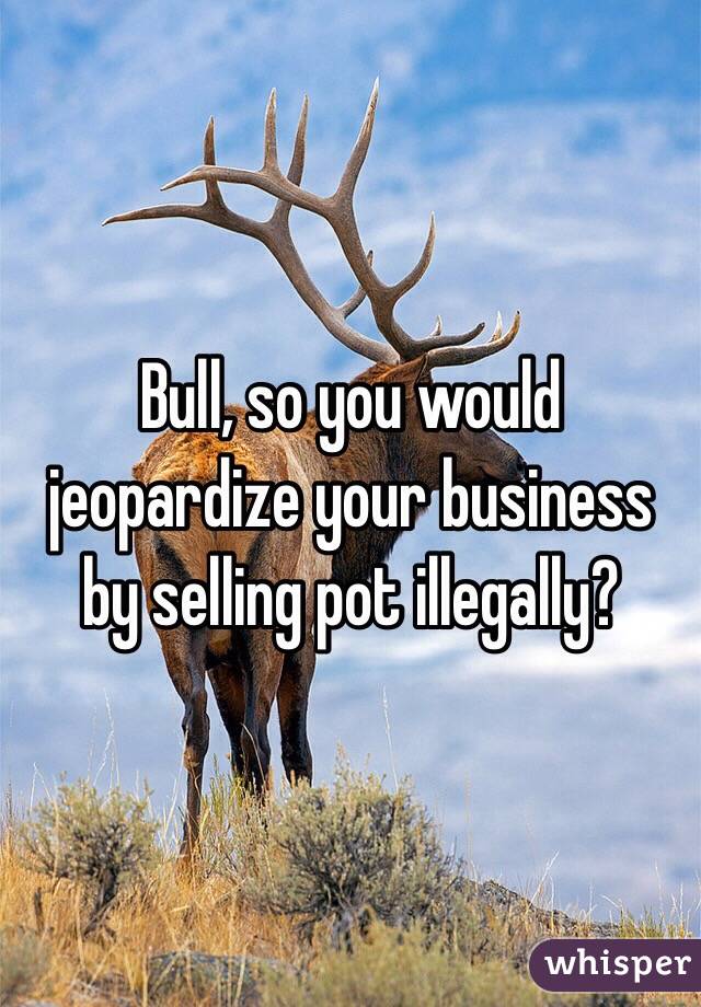 Bull, so you would jeopardize your business by selling pot illegally?